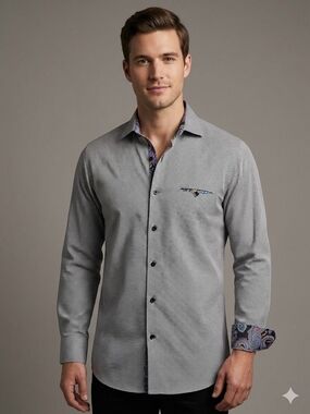 Bertigo 100% Cotton Long Sleeve Men Dress Shirt